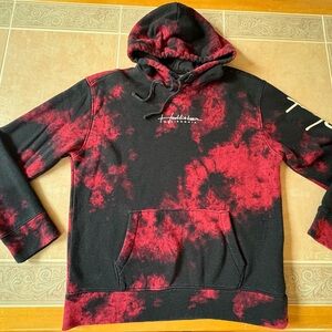 Hollister Black Red Tie-Dye Vintage Hoodie Cali Vibe Streetwear Grunge Aesthetic
